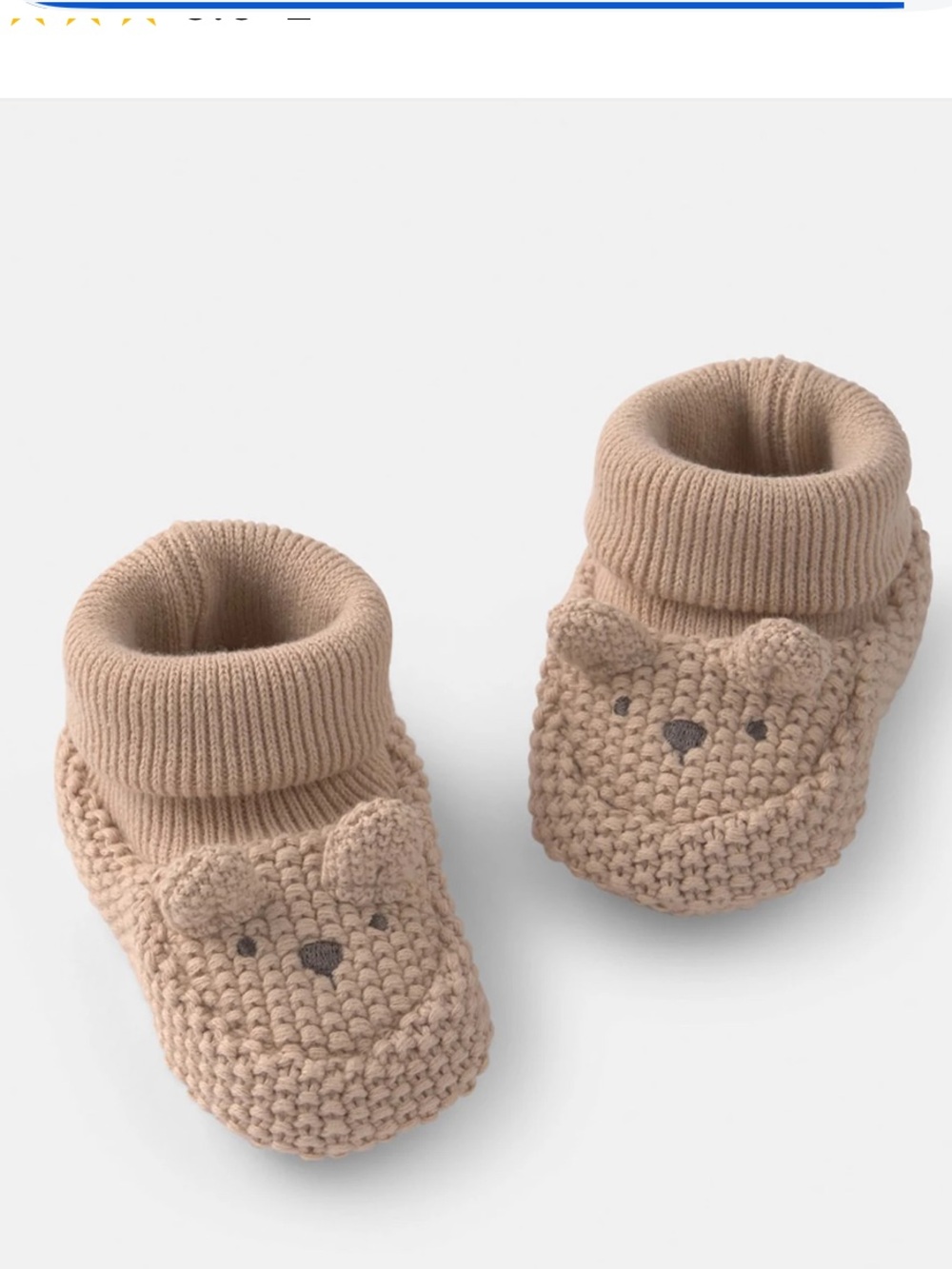 Tan Bear Knit Baby Booties - 0-6 mo Newborn NEW in box